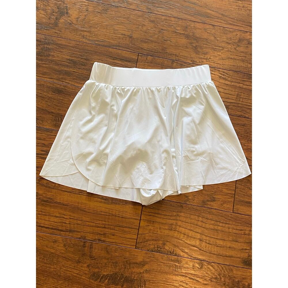LUOGONGZI FLOWY SKORT White Athletic Tennis Skirt Shorts Womens Small NWT